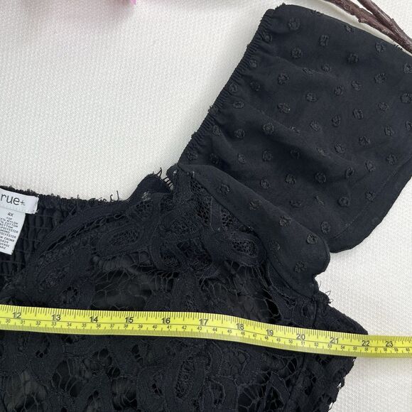 Rue Plus Black Lace Boho Festival Blouse Women’s Plus Size 4X Baby Doll - Picture 10 of 14